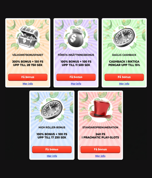 Registreringsbonusar hos MegaRich